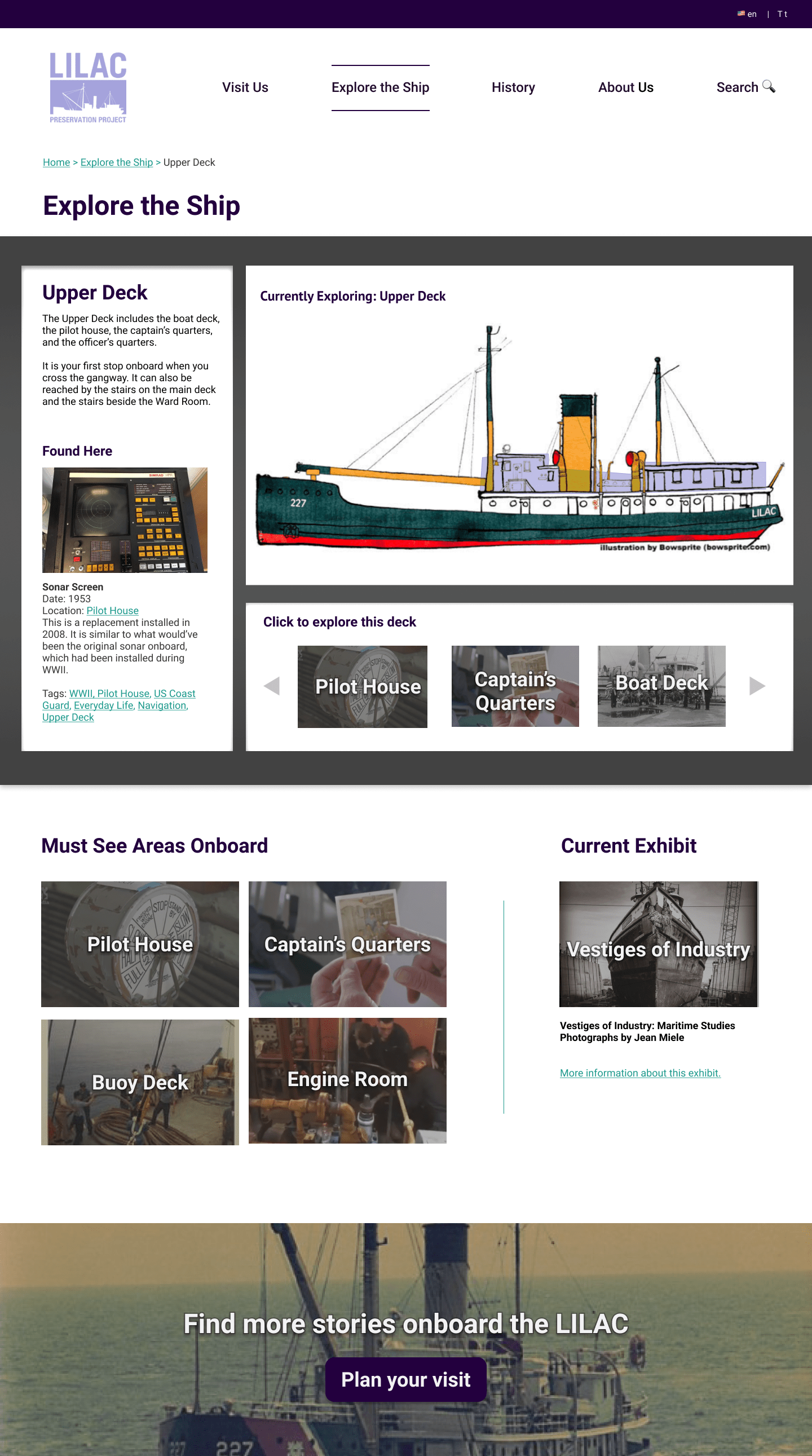 Explore page of the LILAC site as hi-fi wireframes, version 1