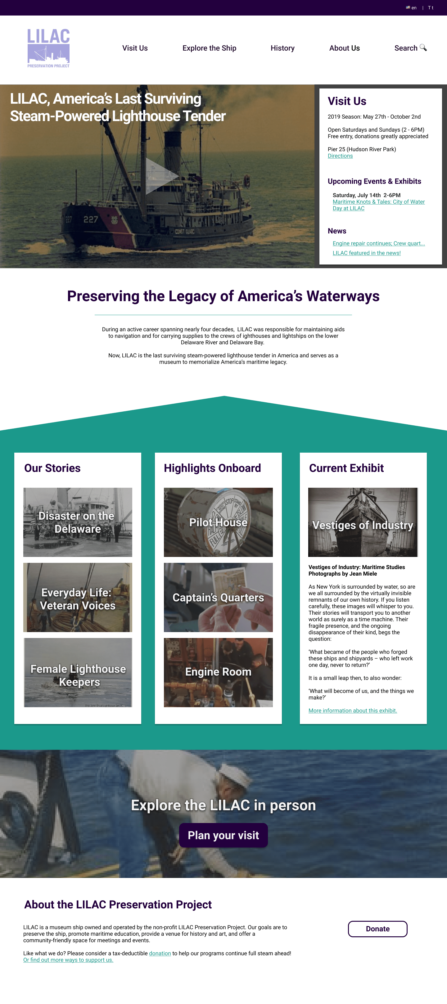 Homepage of the LILAC site as hi-fi wireframes, version 1