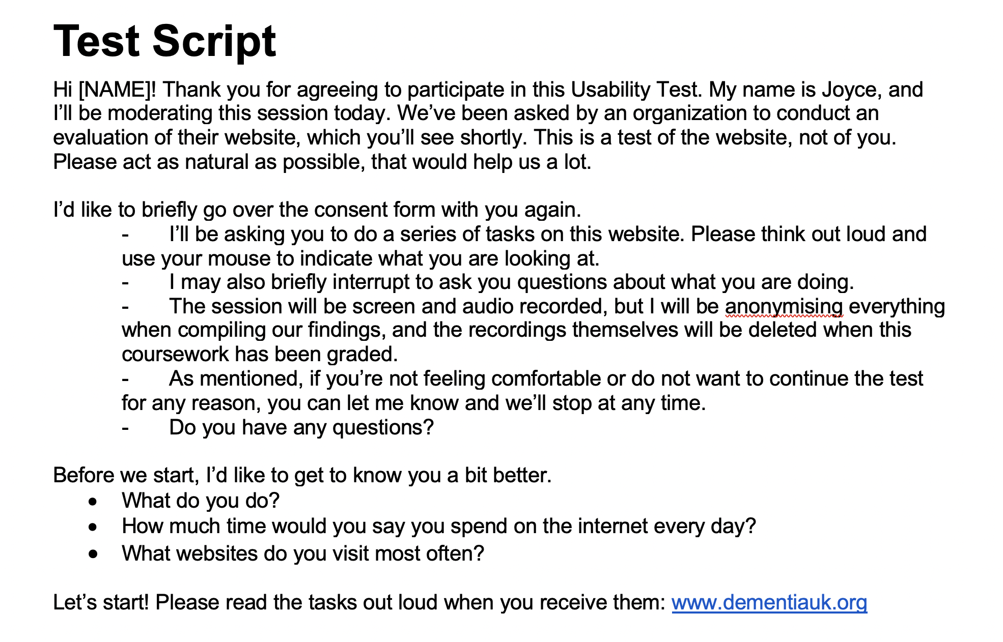 Test script example